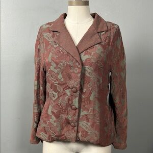 David Ravel Vintage Women's Patterned Tapestry look silky Jacket size 8